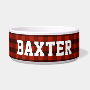 Tigela Nome Personalizado da Xadrez de Buffalo Vermelho d