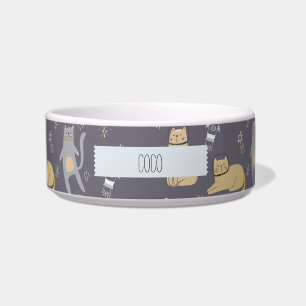 Tigela Nome Personalizado de Padrão Sem Percepção de Gato