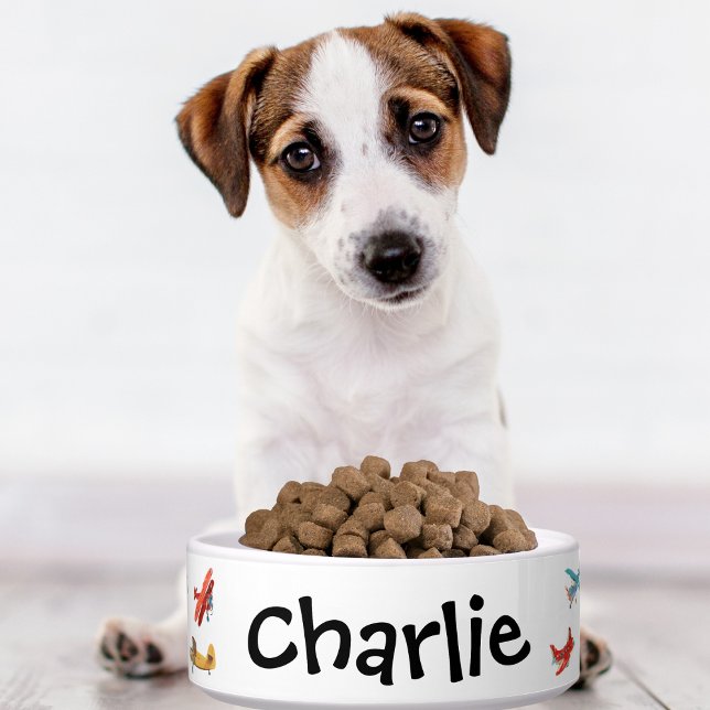 Tigela Nome Personalizado do Avião Cachorro Cachorro Cach (Criador carregado)