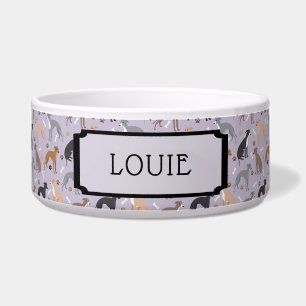 Tigela Nome personalizado do Cachorro e patas de galgos i