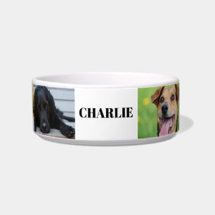 Tigela Nome Personalizado do Cão de Colagem de Fotos de