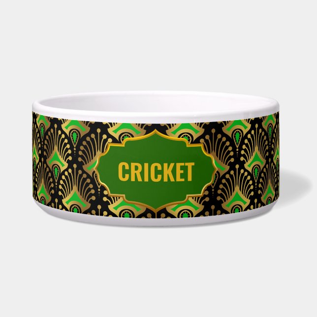 Tigela Nome Personalizado do Padrão de Deco de Arte Doura (Frente)