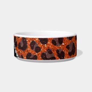 Tigela Nome personalizado glitter laranja impressão leopa