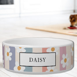 Tigela Nome Personalizado Pastel Floral Stripe Pet