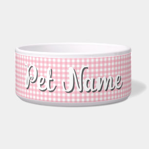 Tigela Nome personalizado Pink Checkerboard Pet Bowl