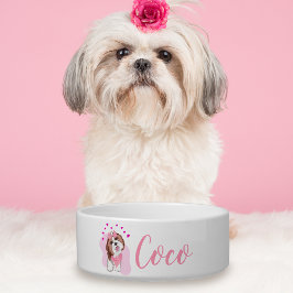 Tigela Nome Personalizado Shih-Tzu Com Corações Cachorro