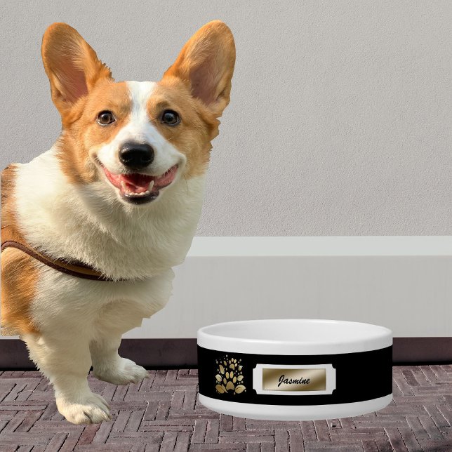 Tigela Nome preto e Dourado legante Monograma (Criador carregado)