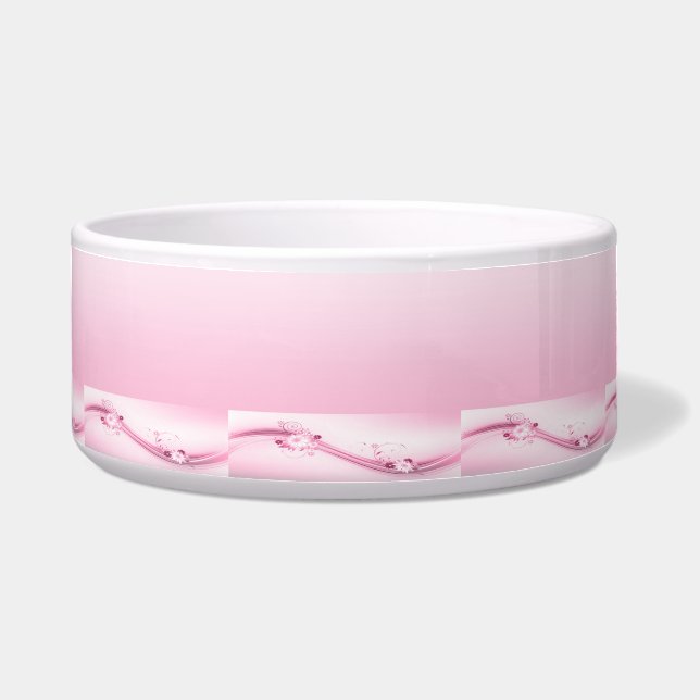 Tigela O rosa floresce ondas de n (Frente)