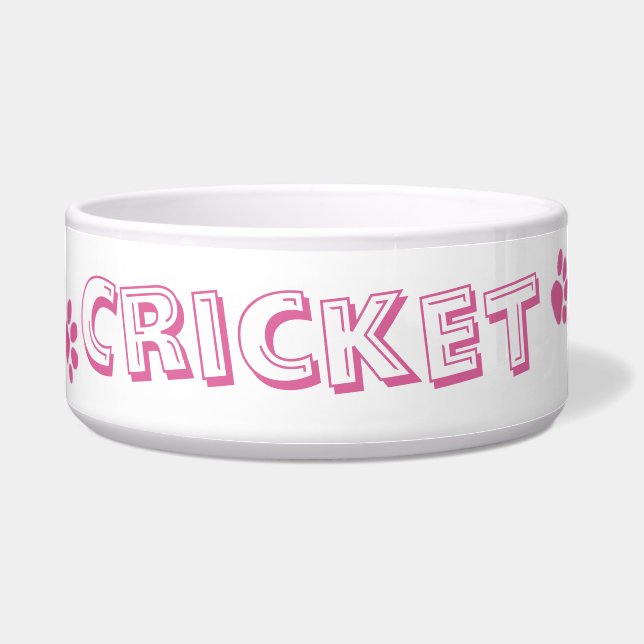 Tigela O rosa personalizado "pata imprime" a bacia do (Frente)