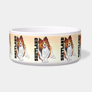Tigela O Sheepdog de Shetland Kibble a bacia