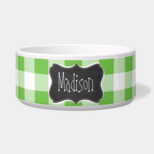 Tigela Olhar do quadro do vintage, verde Checkered; (Frente)