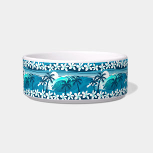 Tigela Onda de surf tropical com palmeiras