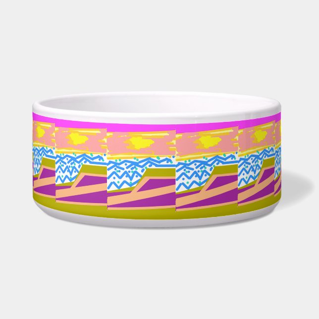 Tigela Ondas Azuis Iate Roxo Rosa (Frente)