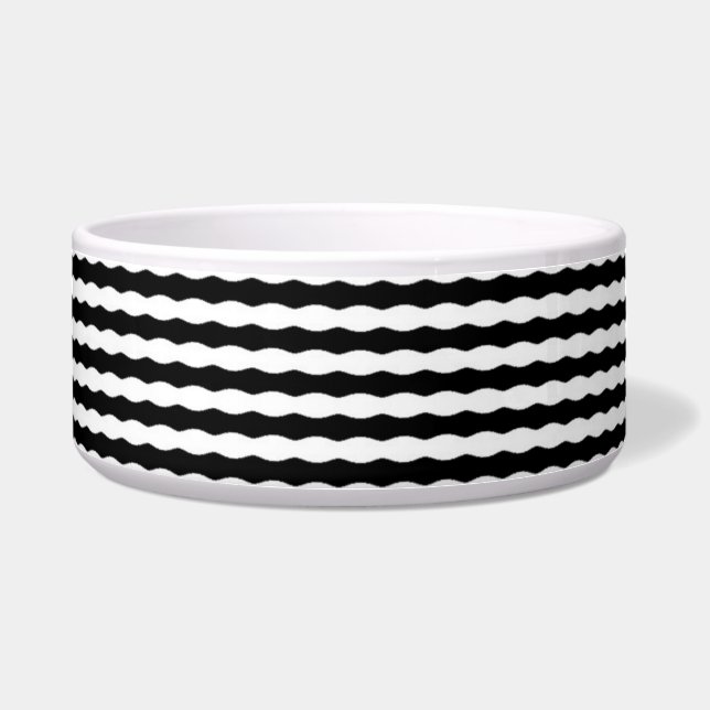 Tigela Ondas De Percepção A Preto E Branco, (Frente)
