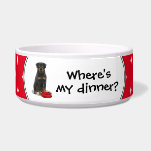 Tigela Onde está o meu jantar? Rottweiler com Prato de Ca