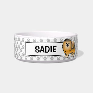 Tigela Orange Sable Pomeranian E Nome de Cão Personalizad