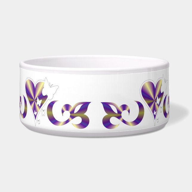 Tigela Ornamentos Coração Arco-Íris com Borboleta e Lily (Frente)