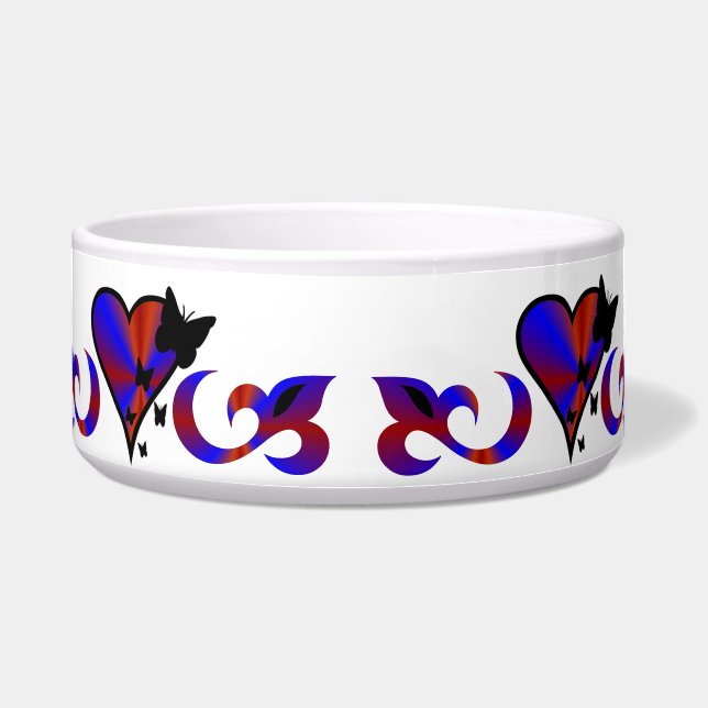 Tigela Ornamentos Coração Arco-Íris com Borboleta e Lily (Frente)
