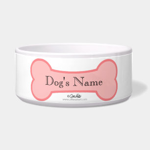Tigela Osso cor-de-rosa bacia personalizada do cão