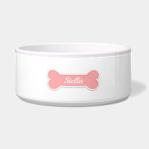 Tigela Osso de Cachorro Rosa Com Nome Personalizado do Pe