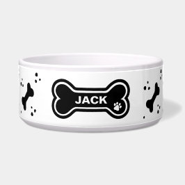 Tigela Ossos de Cachorro Branco e Preto, Personalizados