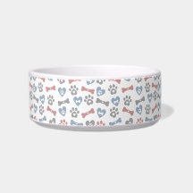 Ossos de Cachorro Patas e Corações Padrão Azul Ros