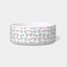 Tigela Ossos de Cachorro Patas e Corações Padrão Azul Ros
