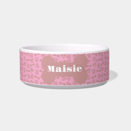 Tigela Ossos de Cachorro Rosa com Nome Personalizado Pata