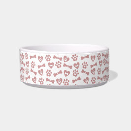 Tigela Ossos de Cachorro Rosa Fofo Patas e Corações Padrã