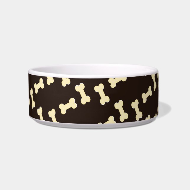 Tigela Ossos de cão em padrão castanho (Frente)