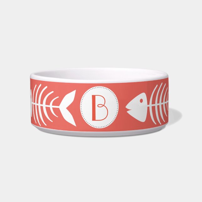 Tigela Ossos de Peixes Brancos Náuticos, de Cor-de-Rosa C (Frente)