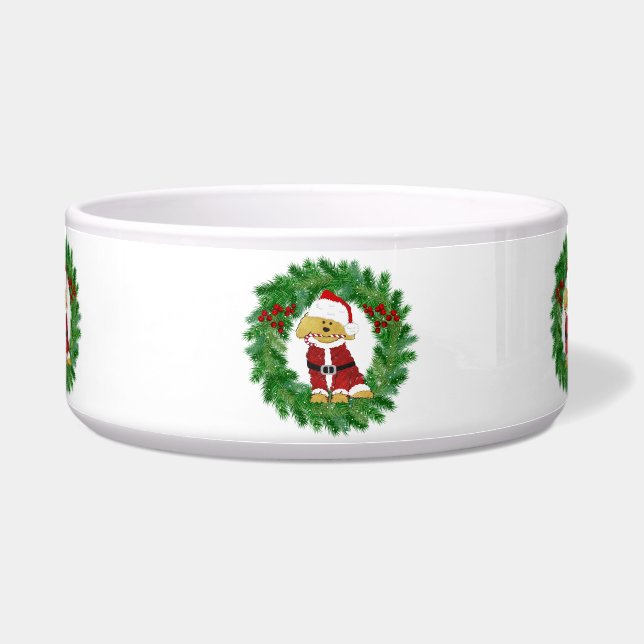 Tigela Ouro de Natal Doodle Santa Claus (Frente)