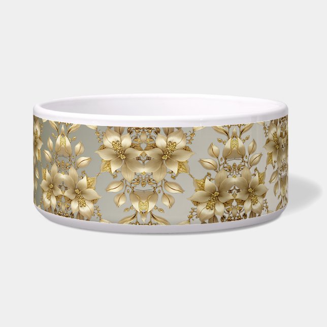 Tigela Ouro Floral Pet Bowl (Esquerda)