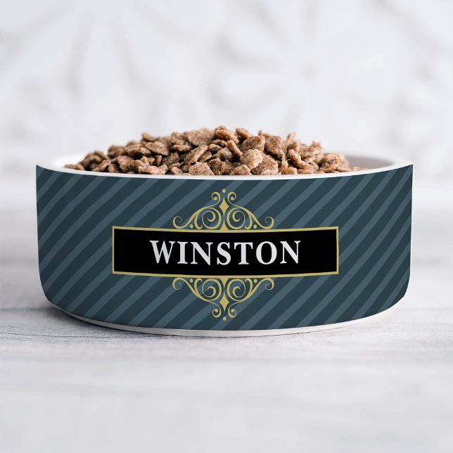 Tigela Ouro Preto Pinstripe Personalizado (Criador carregado)