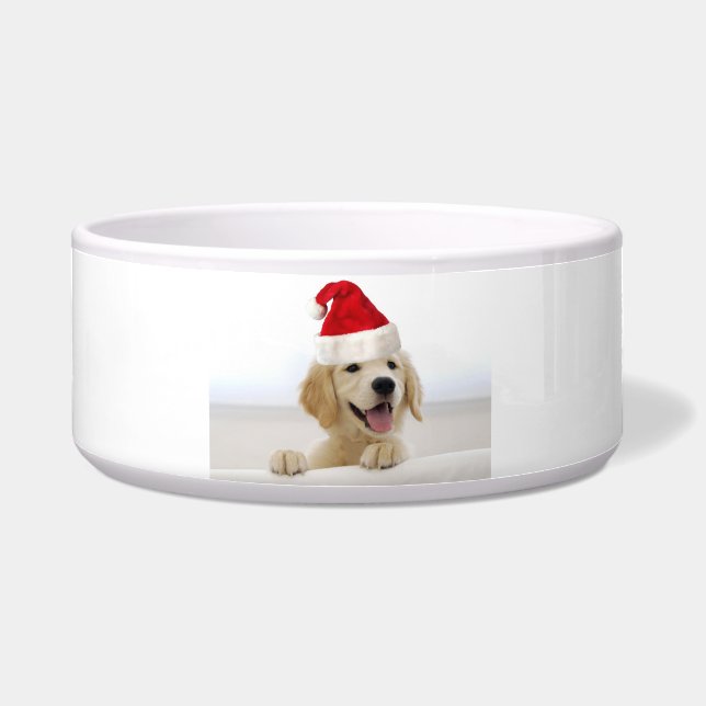 Tigela Ouro Retriever Puppy Natal Grande Pet Bowl (Frente)