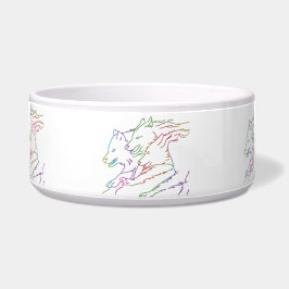 Tigela Pacote de Lobos Correndo com Arco-íris Tendência
