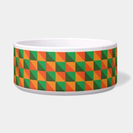 Tigela Padrão Abstrato Geométrico Laranja e Verde Retrô
