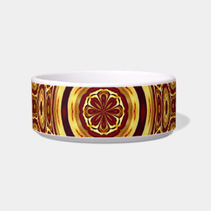 Tigela Padrão Abstrato Vermelho Dourado Boho Marroquino