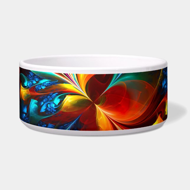 Tigela Padrão Azul Laranja-Abstrato Floral Moderno #14 (Frente)