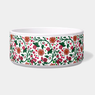 Tigela Padrão Botânico de Flor de Cerejeira   Floral Verm
