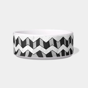 Tigela Padrão Chevron Zebra preto e Cinza