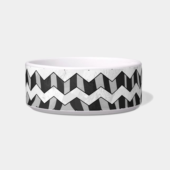 Tigela Padrão Chevron Zebra preto e Cinza (Direita)