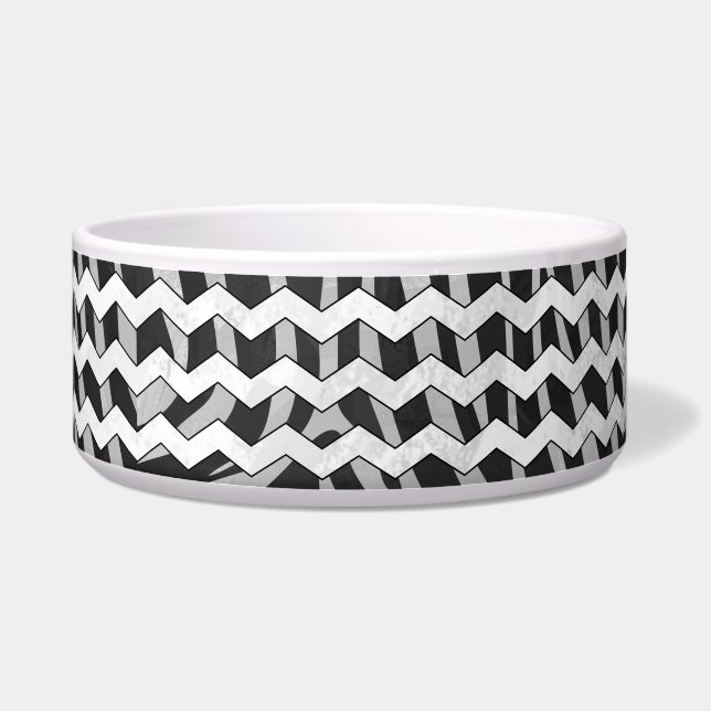 Tigela Padrão Chevron Zebra preto e Cinza (Direita)