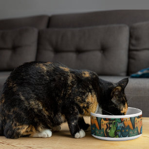 Tigela Padrão colorido único de gatos Legal