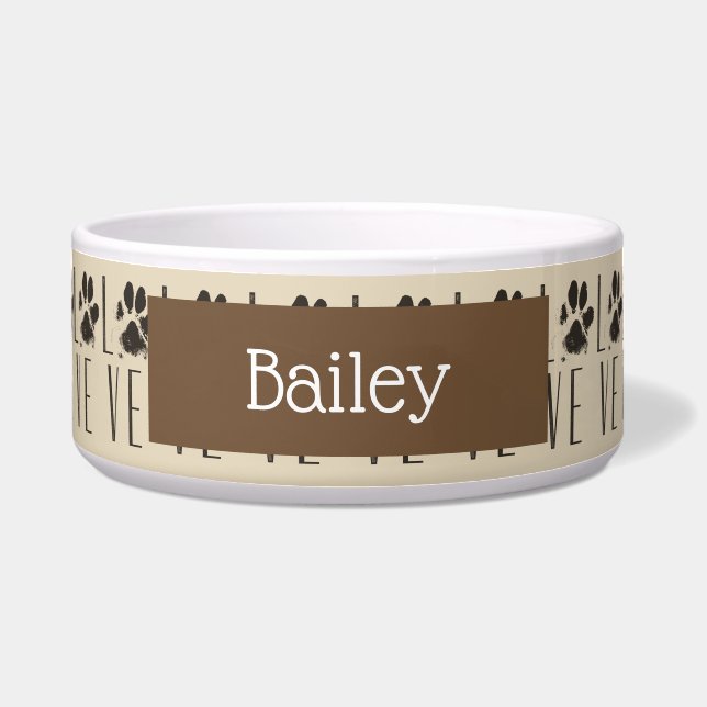 Tigela Padrão com uma impressão de pata que solta o amor (Frente)