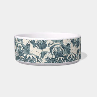 Tigela Padrão contínuo de cachorro pug fofo