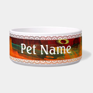 Tigela Padrão de Abstrato de Arte Moderno Vermelho Azul-L