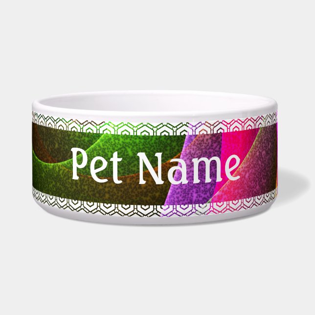 Tigela Padrão de Abstrato de Arte Vermelho Verde Laranja  (Frente)