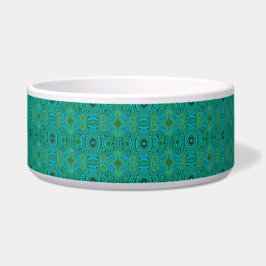 Tigela Padrão de Abstrato do Trippy Retro Turquoise Chart