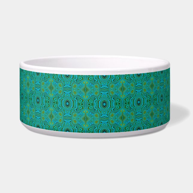 Tigela Padrão de Abstrato do Trippy Retro Turquoise Chart (Direita)